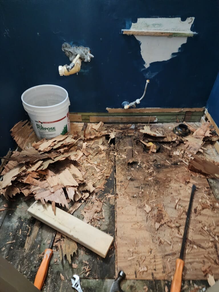 Bathroom before plumbing upgrade